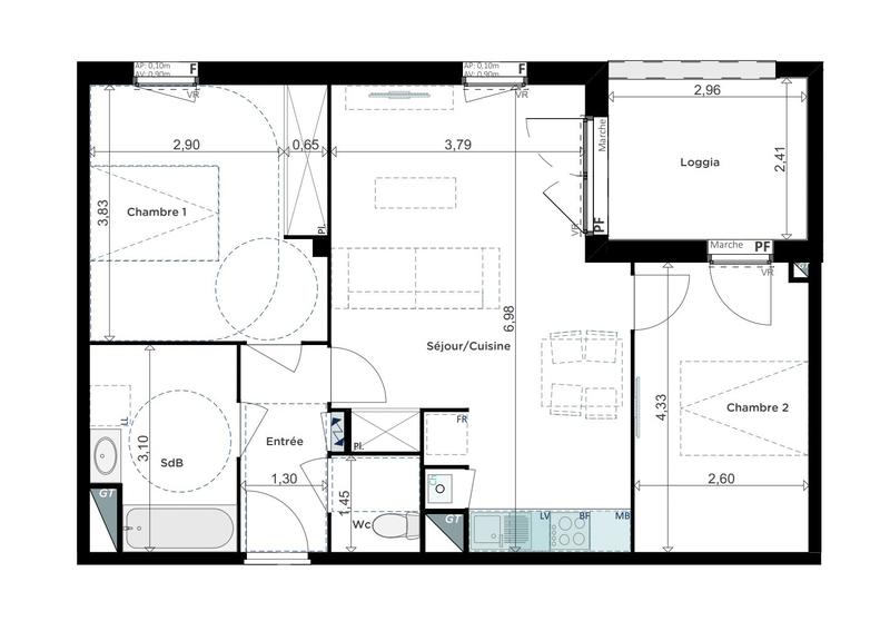 Appartement - 64 m² - 3 pièces