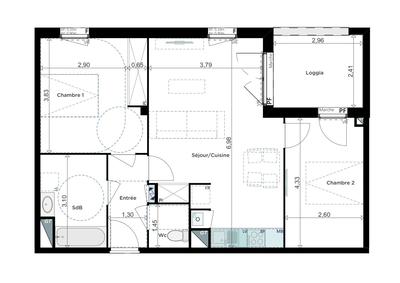 Appartement - 64 m² - 3 pièces