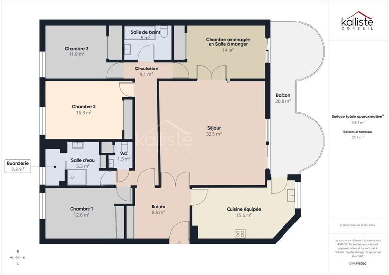 Appartement - 131 m² - 5 pièces