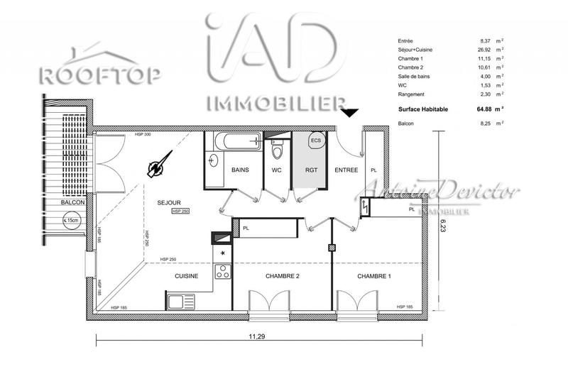Appartement - 65 m² - 3 pièces