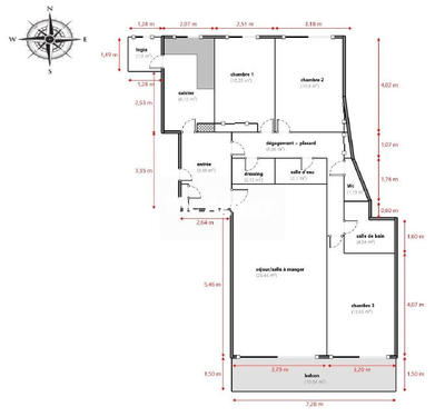 Appartement - 95 m² - 4 pièces