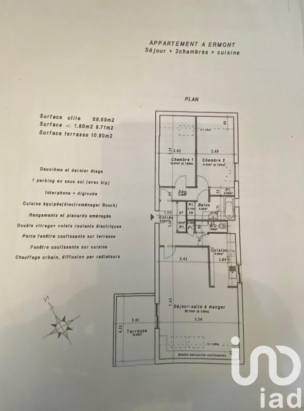 Appartement - 69 m² - 3 pièces
