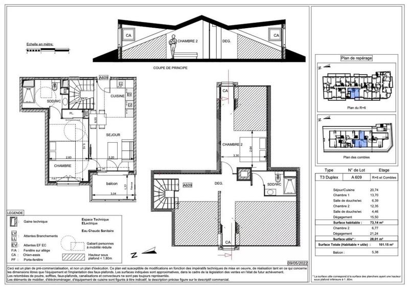Appartement - 73 m² - 3 pièces