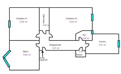 Appartement - 49 m² - 3 pièces