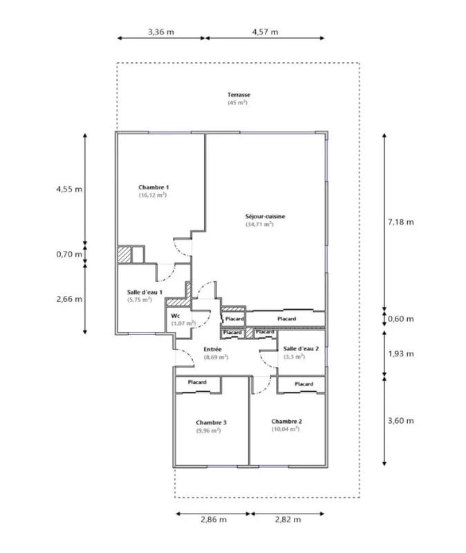 Appartement - 90 m² - 4 pièces