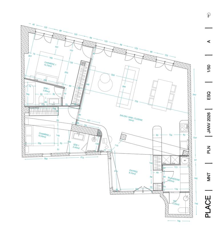 Appartement - 90 m² - 3 pièces