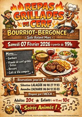 Repas grillades de cerf
