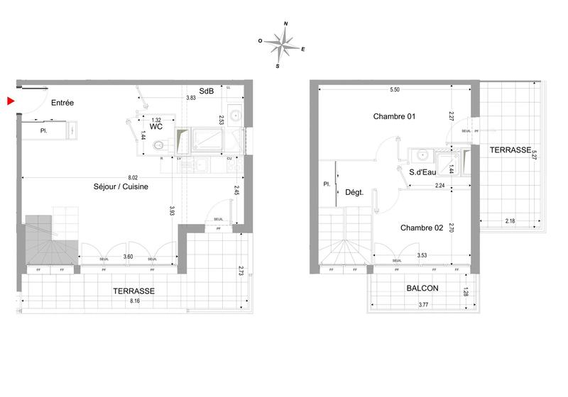 Duplex - 75 m² - 3 pièces
