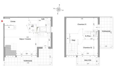 Duplex - 75 m² - 3 pièces