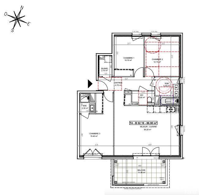 Appartement - 86 m² - 4 pièces