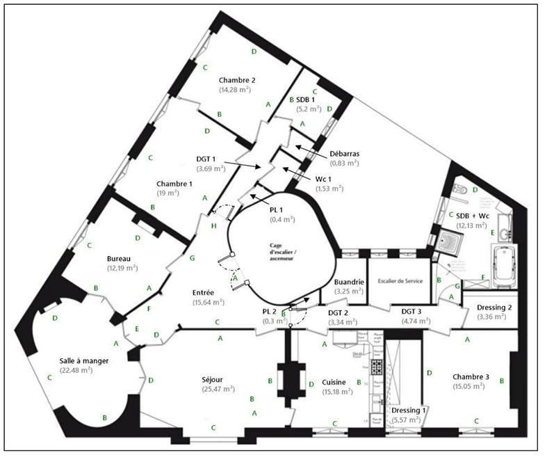 Appartement - 195 m² - 6 pièces