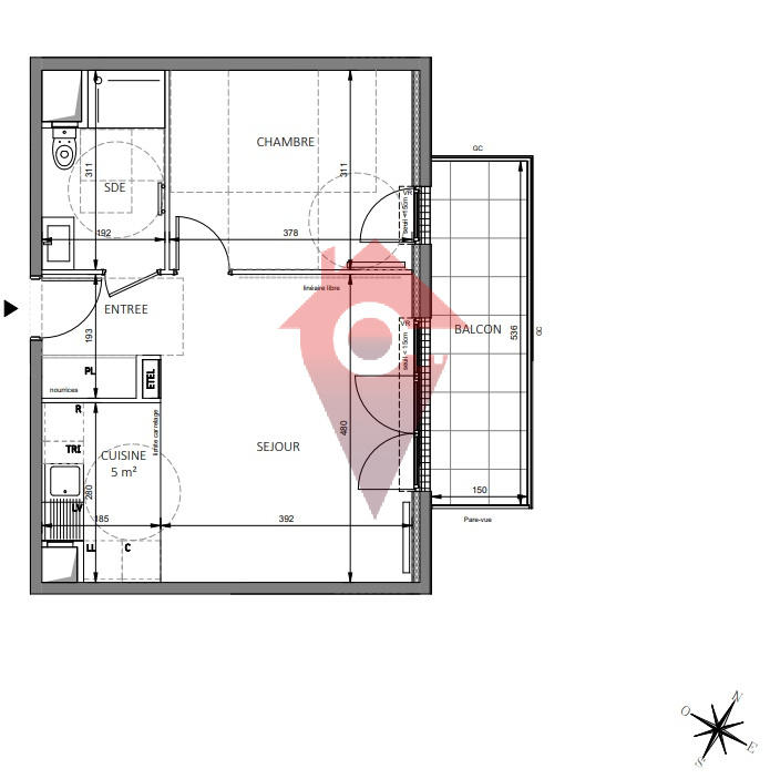 Appartement - 44 m² - 2 pièces