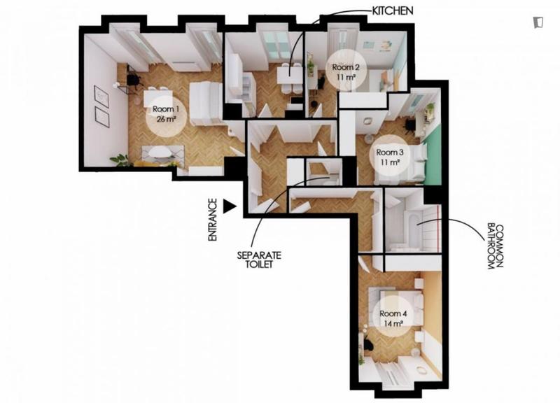 Chambre - 13 m² - 4 pièces