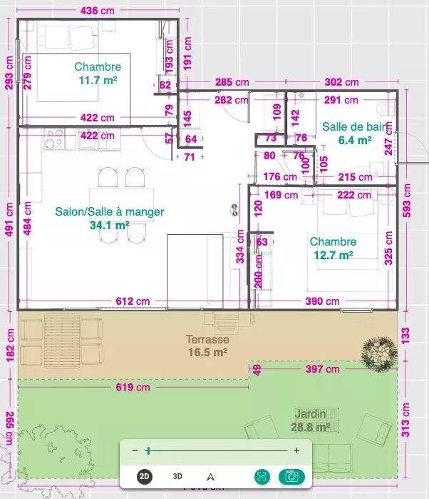 Appartement - 64 m² - 3 pièces