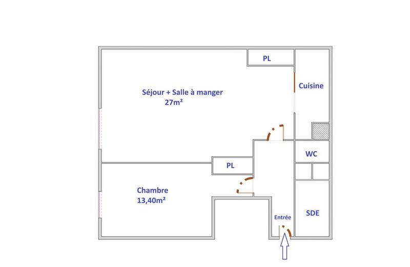 Appartement - 56 m² - 2 pièces