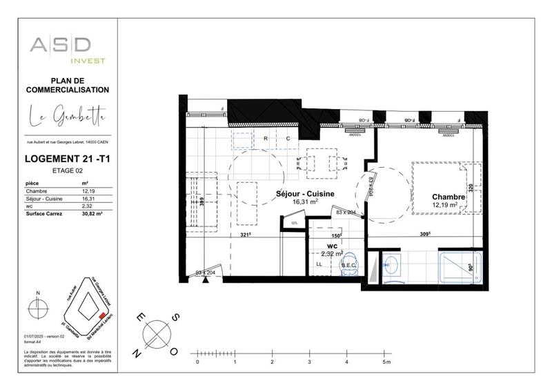 Appartement - 30 m² - 2 pièces