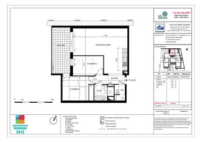 Appartement - 70 m² - 3 pièces