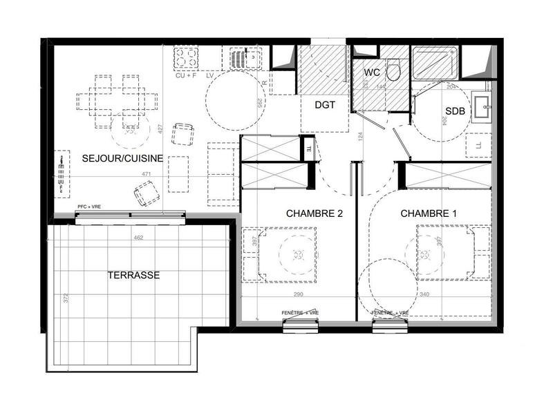 Appartement - 61 m² - 3 pièces