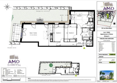 Appartement - 90 m² - 4 pièces