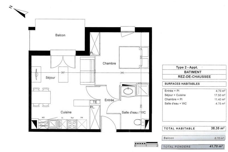 Appartement - 38 m² - 2 pièces