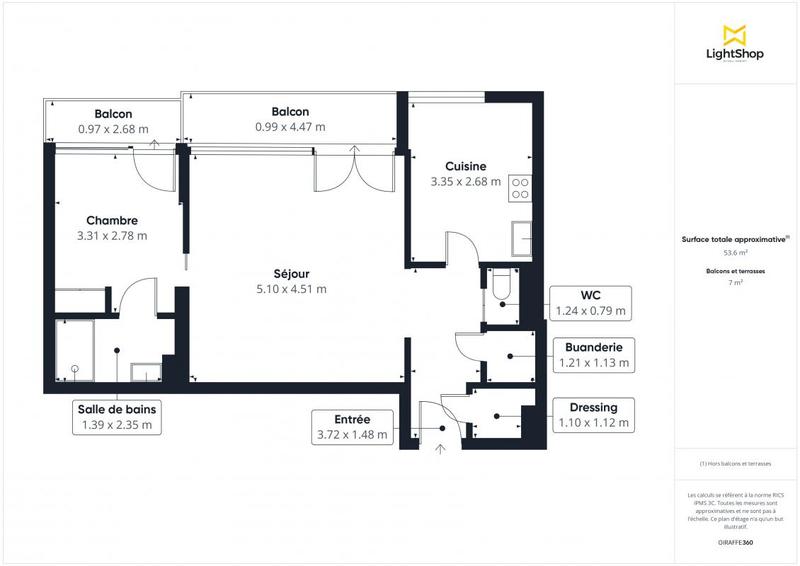 Appartement - 53 m² - 2 pièces
