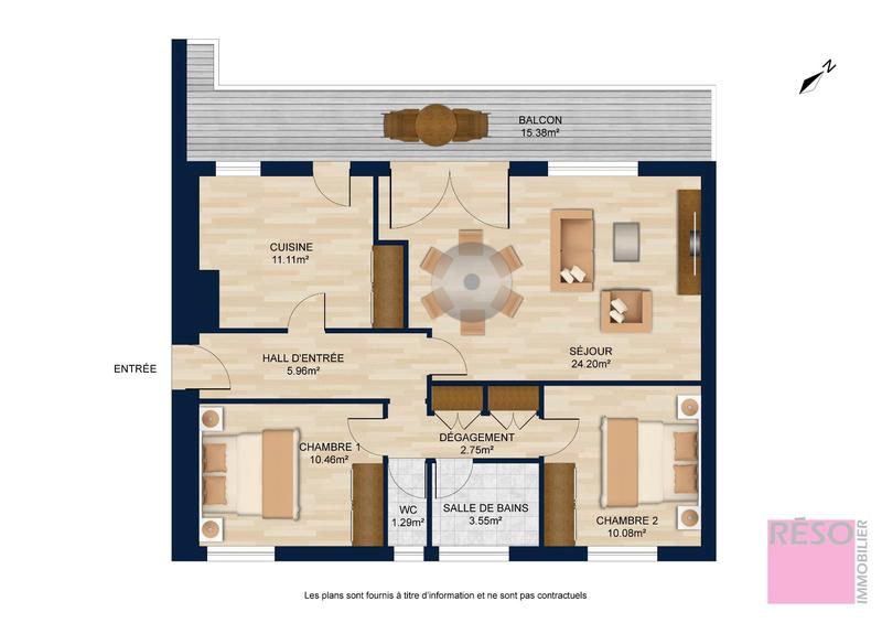 Appartement - 70 m² - 3 pièces