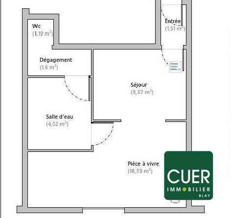Appartement - 36 m² - 1 pièce