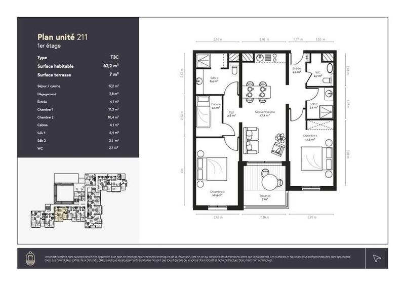 Appartement - 62 m² - 3 pièces