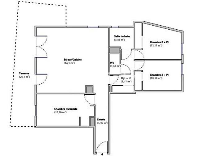 Appartement - 86 m² - 4 pièces