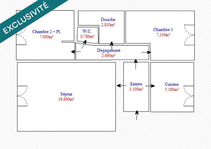 Appartement - 45 m² - 2 pièces