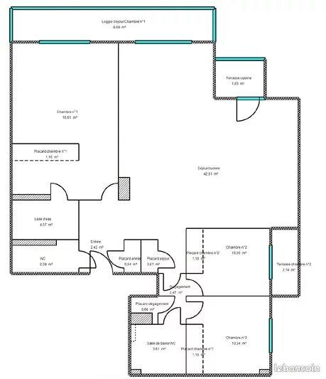 Appartement - 100 m² - 4 pièces