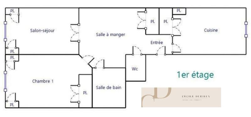 Appartement - 60 m² - 2 pièces