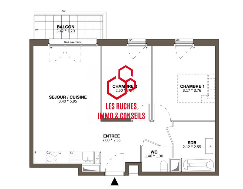 Appartement - 55 m² - 3 pièces