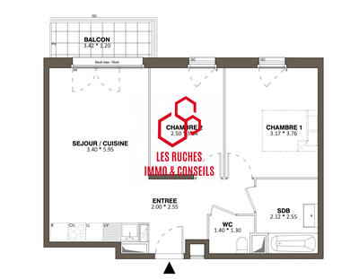 Appartement - 55 m² - 3 pièces