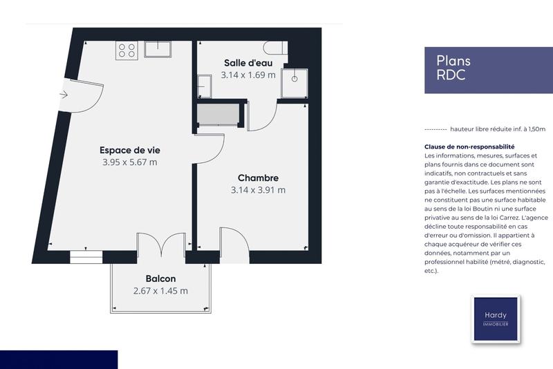 Appartement - 37 m² - 2 pièces