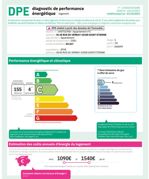Appartement - 84 m² - 3 pièces