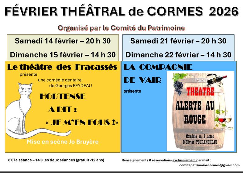 Festival de Théâtre de Cormes "Hortense a dit " je m’en fous ! "