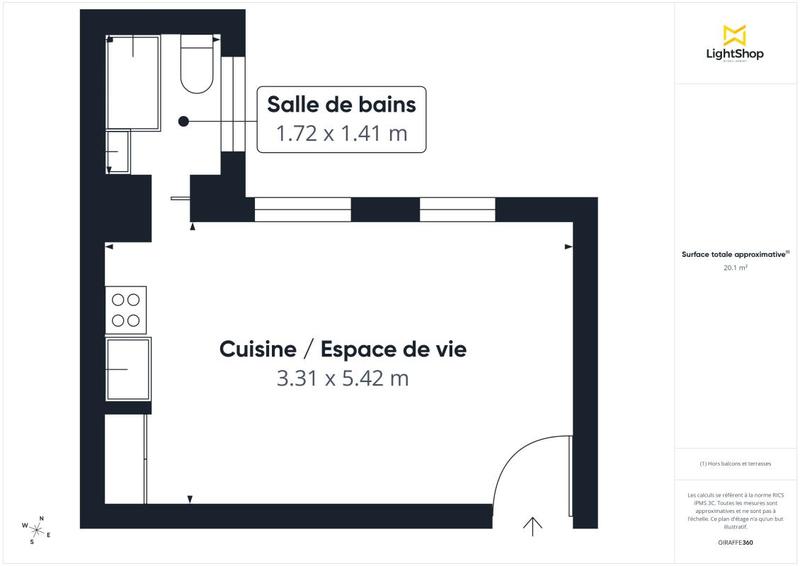 Appartement - 20 m² - 1 pièce