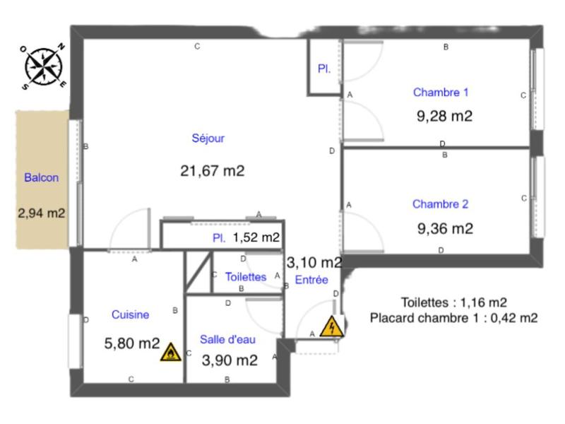 Appartement - 55 m² - 3 pièces