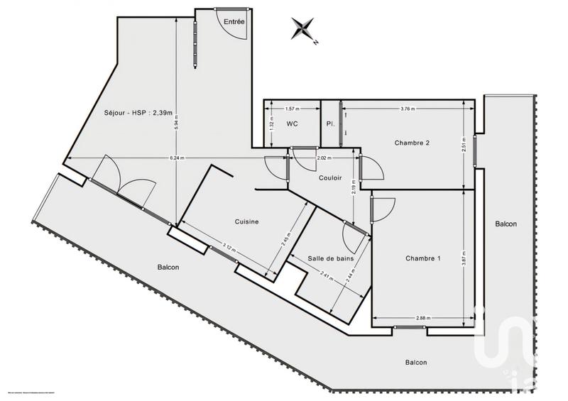 Appartement - 62 m² - 3 pièces