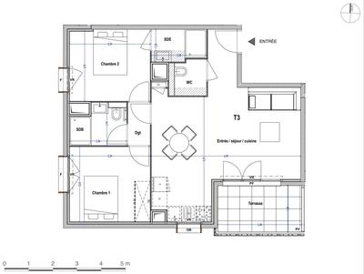 Appartement - 61 m² - 3 pièces