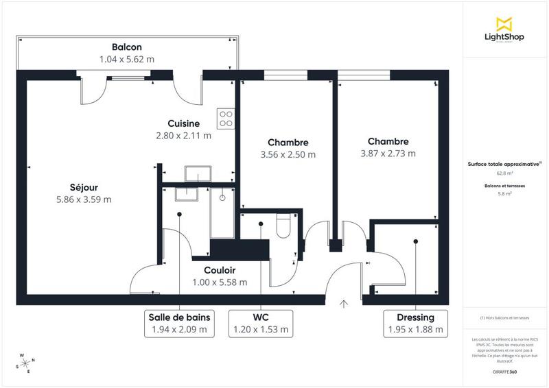 Appartement - 63 m² - 3 pièces