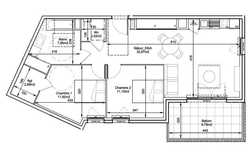 Appartement - 68 m² - 3 pièces