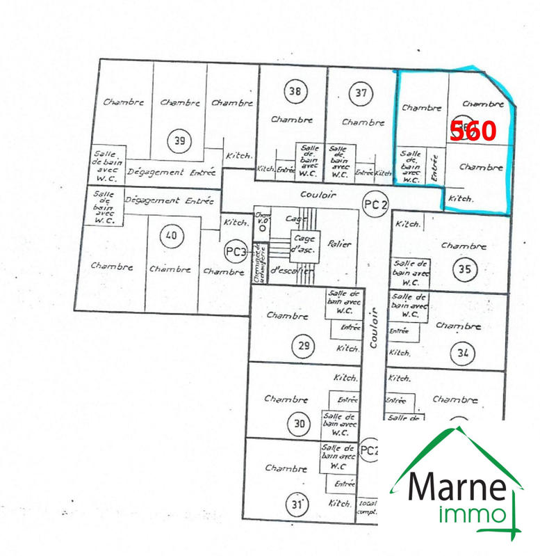 Appartement - 38 m² - 2 pièces