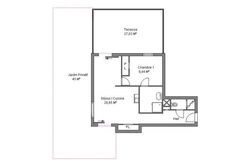 Appartement - 43 m² - 2 pièces