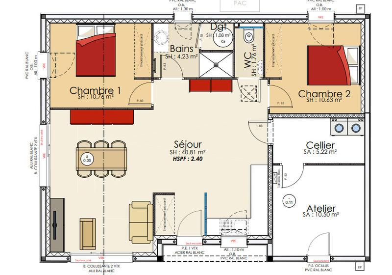 Maison - 70 m² - 3 pièces