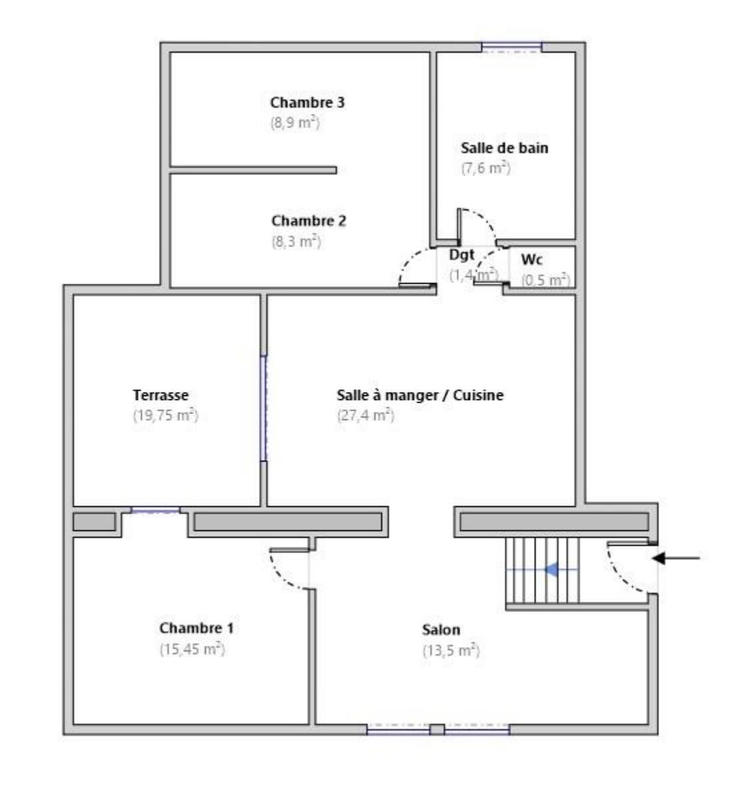 Appartement - 83 m² - 4 pièces