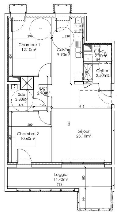 Appartement - 67 m² - 3 pièces