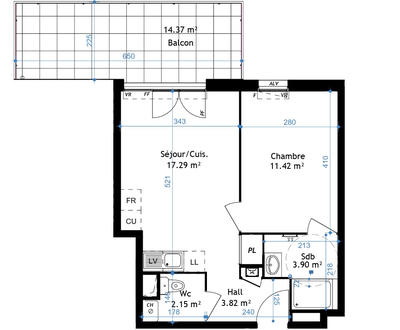 Appartement - 39 m² - 2 pièces