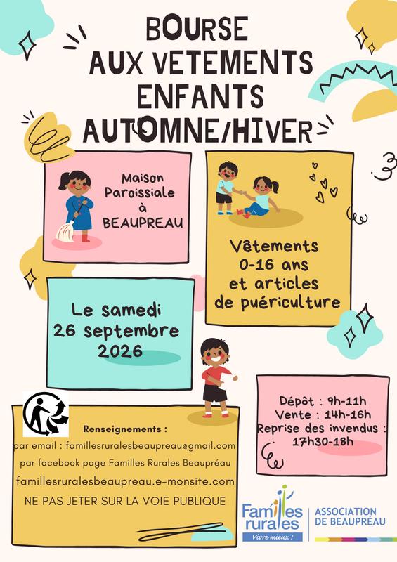 Bourse aux vêtements enfants automne hiver - puériculture